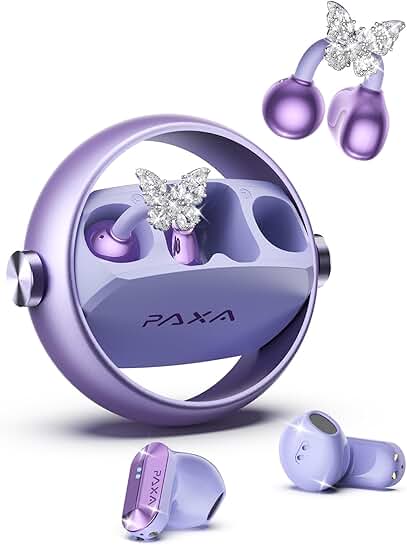 Stylish 3-in-1 Clip-On Open Ear Headphones, Purple