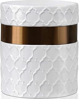 Large White and Copper Ceramic Kitchen Utensil Holder