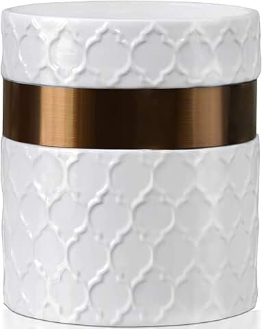 Large White and Copper Ceramic Kitchen Utensil Holder