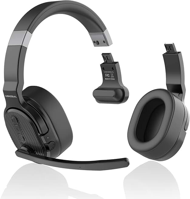 Wireless Bluetooth Headset with Microphone and Noise Cancellation