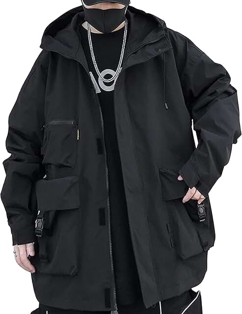 Casual Gothic Techwear Windbreaker Jacket for Men