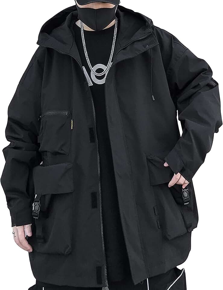 Casual Gothic Techwear Windbreaker Jacket for Men