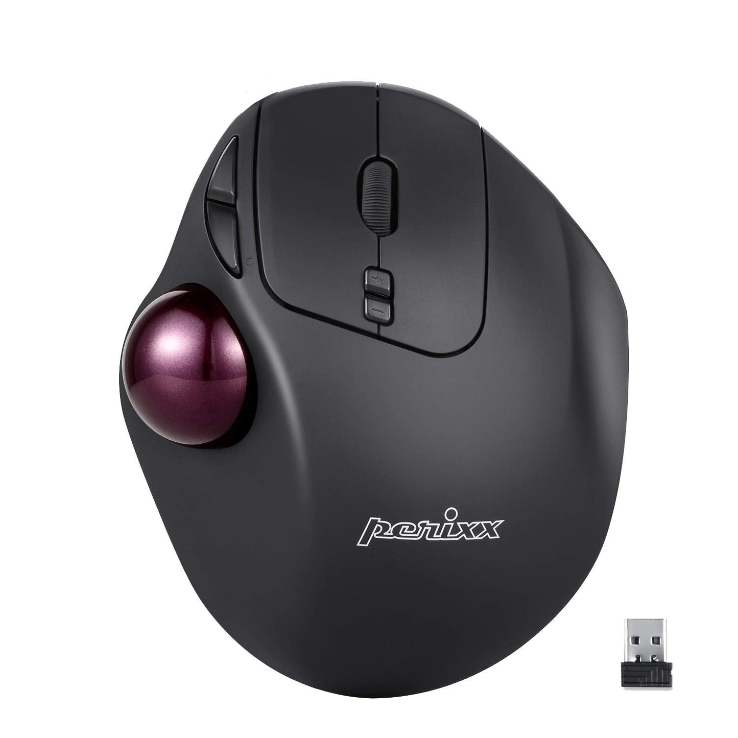 11568 Perimice-717 Wireless Trackball Mouse, Build-in 1.34 Inch Trackball with Pointing Feature, 5 Programmable Buttons, 2 DPI Level, Black
