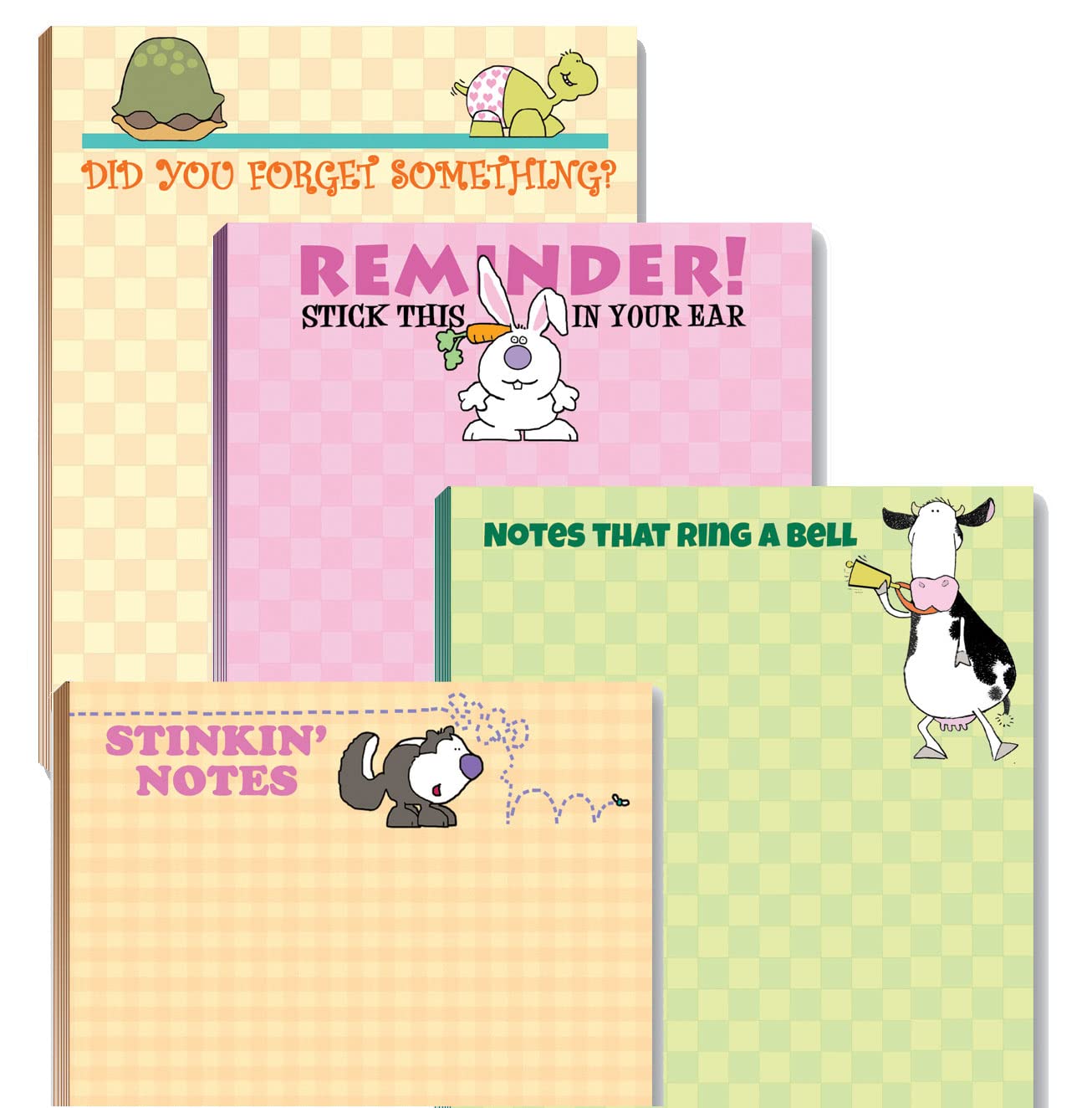 Set of four funny small notepads for office or gift