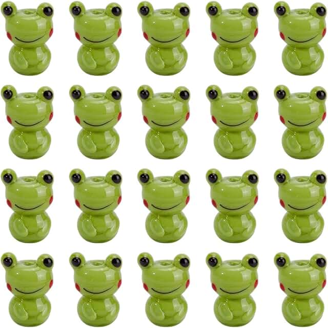 20 Frog Glass Beads for Jewelry and Crafts