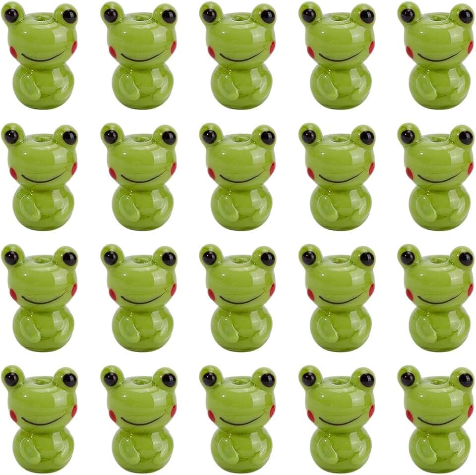 20 Frog Glass Beads for Jewelry and Crafts