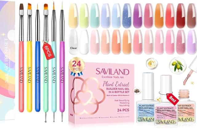 Six-piece nail art brush set with 24 colors gel