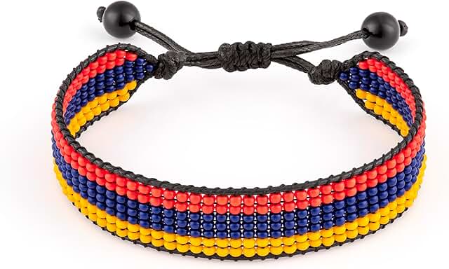 Handmade Armenia Flag Beaded Rope Bracelet
