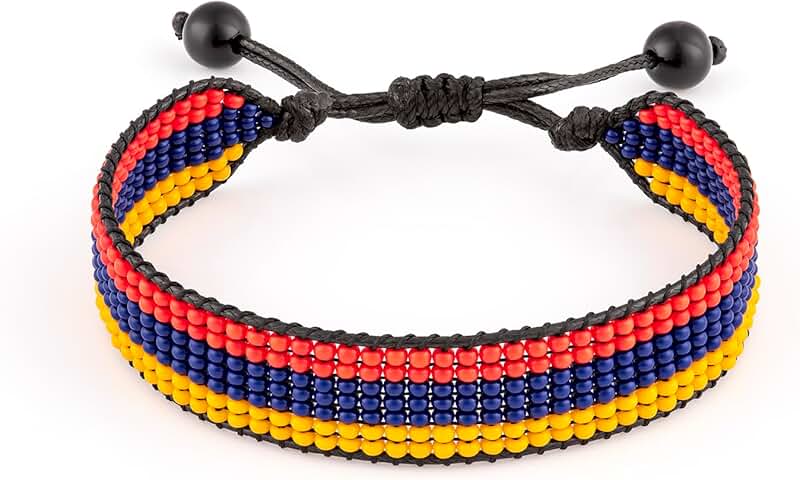 Handmade Armenia Flag Beaded Rope Bracelet
