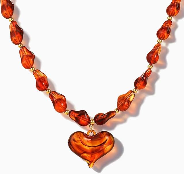 Chunky Heart Pendant Necklace for Women
