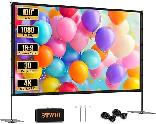 Portable 100 Inch Outdoor Projector Screen with Stand