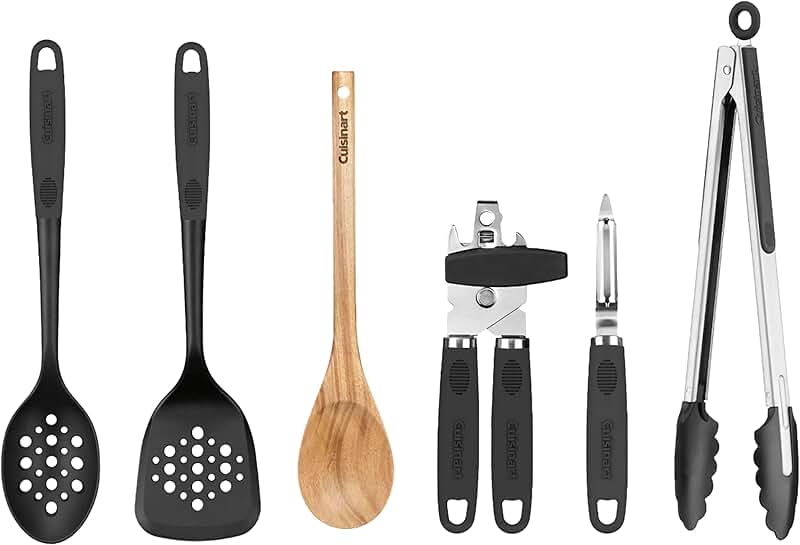 Heat-resistant wooden kitchen utensils set with spoons spatulas and ladles