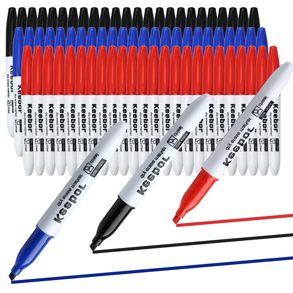 Set of 72 low-odor whiteboard markers in 3 colors
