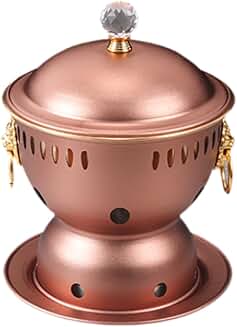 Copper-colored alcohol burner for camping cooking