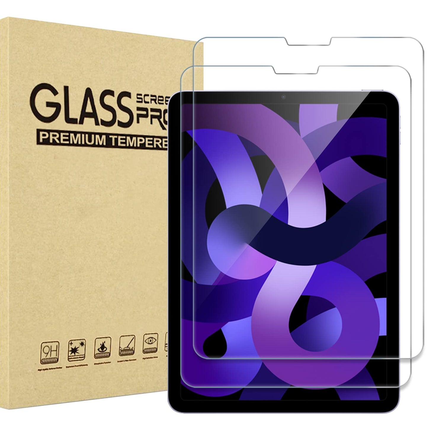 2 Pack iPad Air 5 2022 / Air 4 2020 Screen Protector, iPad Pro 11 2021 2020 2018 Tempered Glass Screen Film Guard for 10.9 inch iPad Air 5th Gen/Air 4th Gen, iPad Pro 11" 3rd 2nd 1st Gen