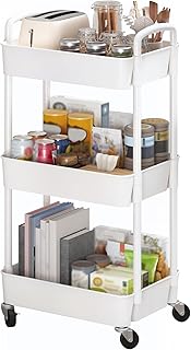 3-Tier Plastic Rolling Utility Cart with Handle