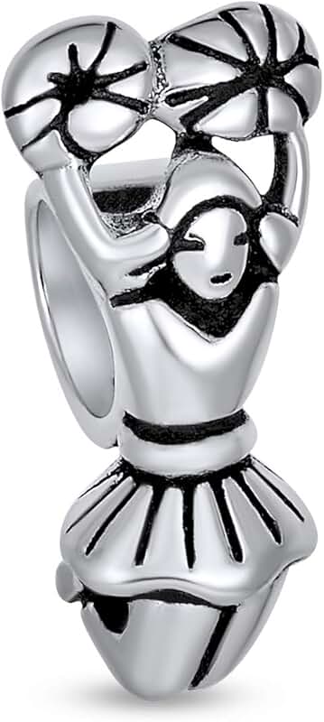Sterling Silver Cheerleader Charm Bead for Women
