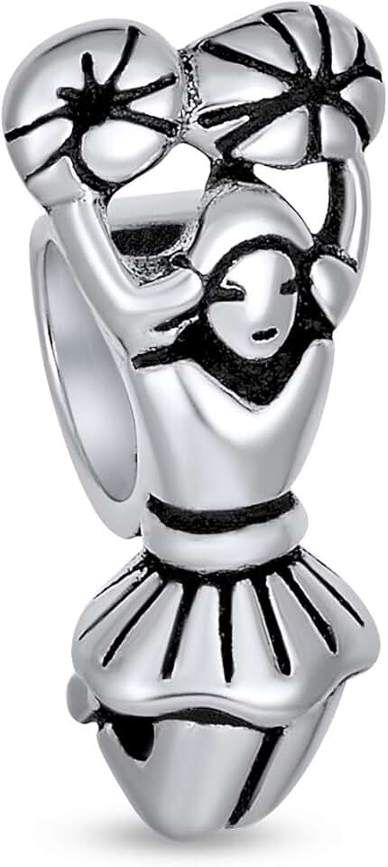 Sterling Silver Cheerleader Charm Bead for Women
