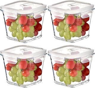 Square Glass Food Storage Containers, 4 Pack