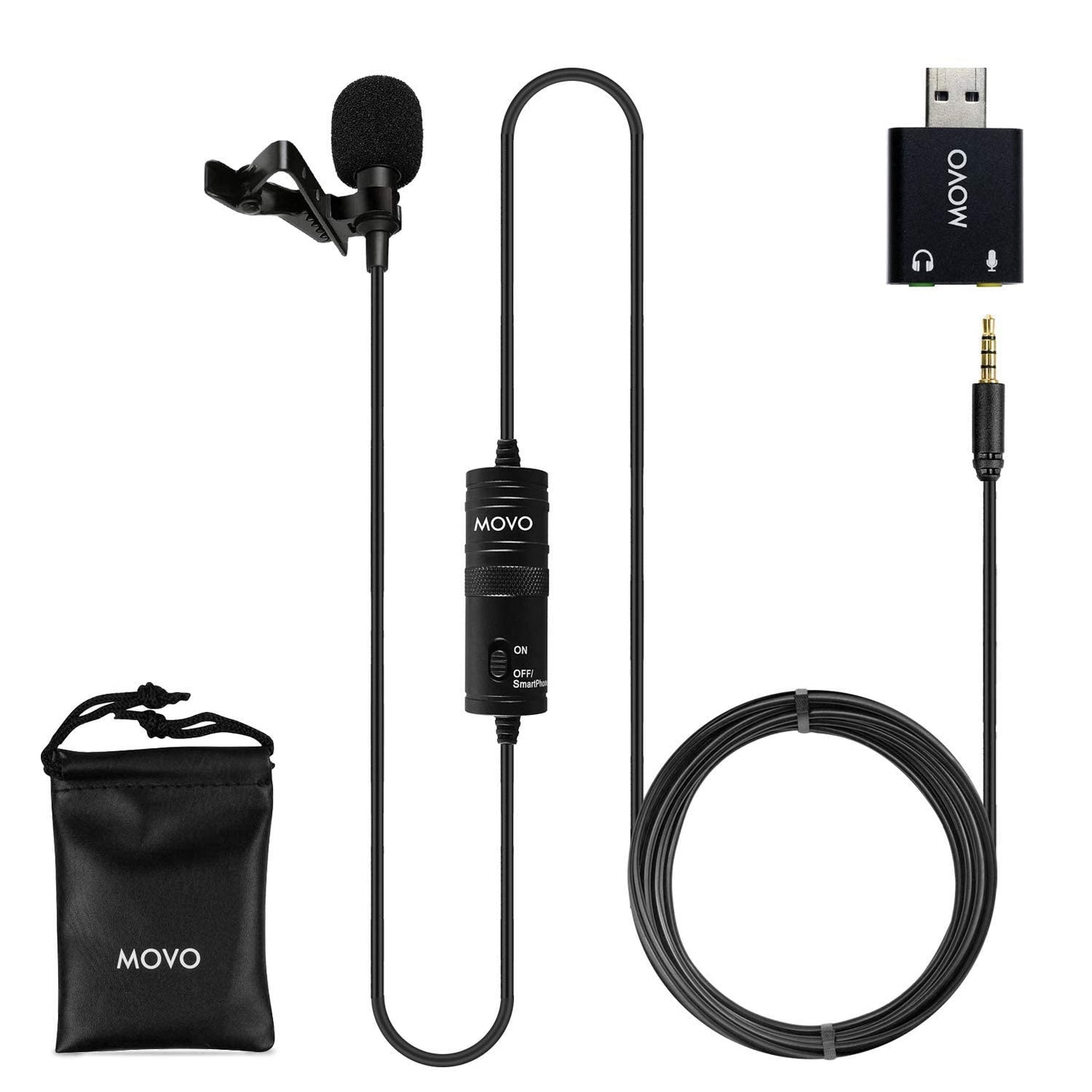 LV1-USB Lavalier Microphone for Computer, Lapel Microphone for iPhone and Android Smartphones, Lav Mic, Clip on Microphone for 3.5mm, USB, Laptop, Desktop, PC, Mac, Cameras, Podcasting, YouTube