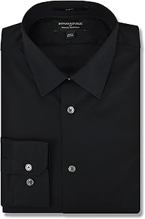 Men's Slim Fit Black Cotton Dress Shirt