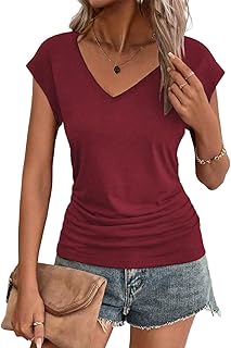 Women's Summer V-Neck Cap Sleeve Casual Top