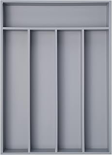 Gray bamboo silverware drawer organizer with 5 slots