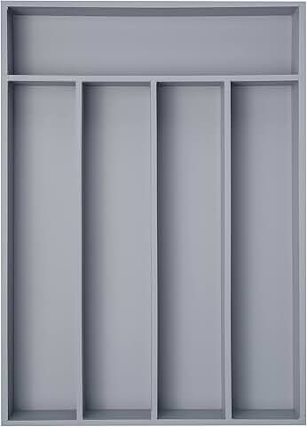 Gray bamboo silverware drawer organizer with 5 slots