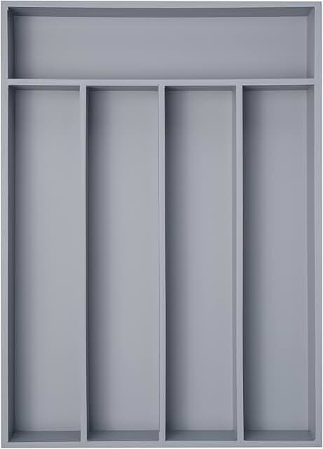 Gray bamboo silverware drawer organizer with 5 slots