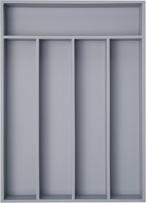 Gray bamboo silverware drawer organizer with 5 slots