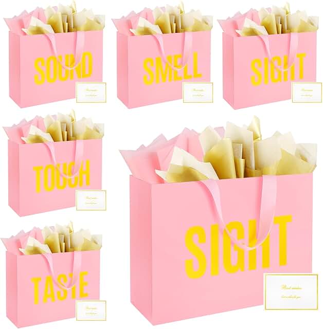 Five Senses Gift Bag with Ribbon Handle and Labels