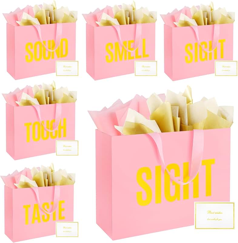 Five Senses Gift Bag with Ribbon Handle and Labels