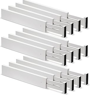 White Bamboo Drawer Dividers, 12 Pieces, Adjustable