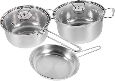 Three-Piece Stainless Steel Cookware Set for Kitchen Use