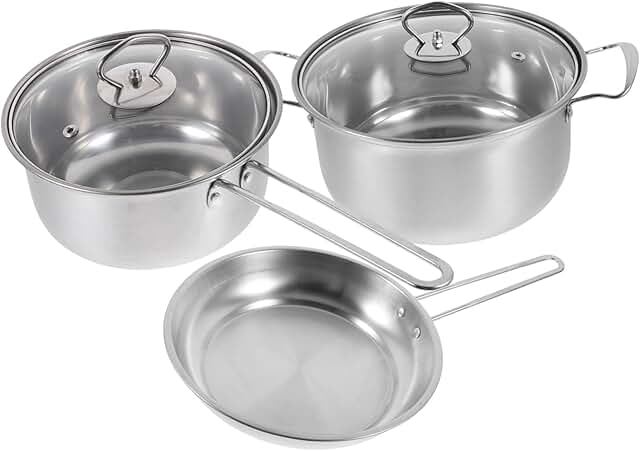 Three-Piece Stainless Steel Cookware Set for Kitchen Use