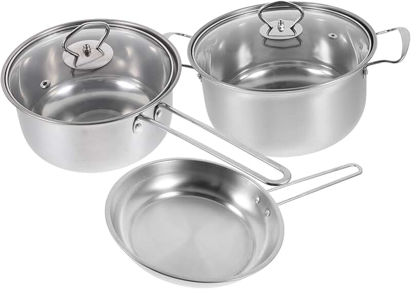 Three-Piece Stainless Steel Cookware Set for Kitchen Use