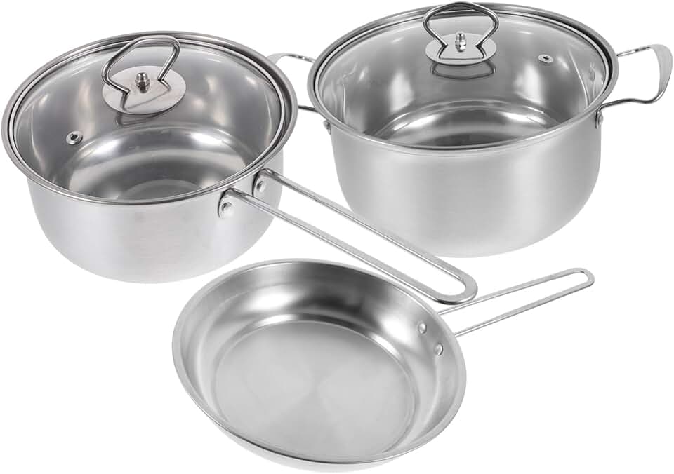 Three-Piece Stainless Steel Cookware Set for Kitchen Use