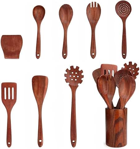 16-Piece Wooden Cooking Utensil Set for Non-Stick Pans