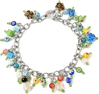 Adjustable Murano Style Charm Ankle Bracelet for Women