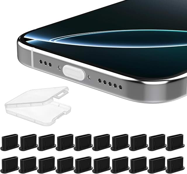 20 Pack Silicone USB C Dust Plugs with Storage Box
