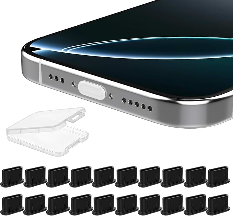 20 Pack Silicone USB C Dust Plugs with Storage Box