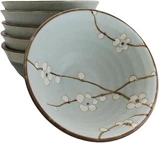 Set of 6 Porcelain Cherry Blossom Soup Bowls, 12oz
