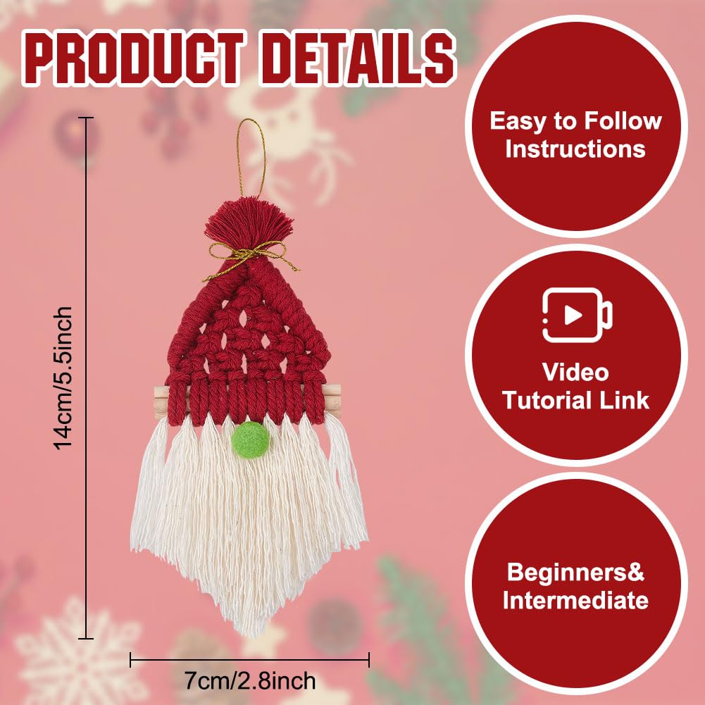 3-Piece Macrame Gnome Kit for Holiday Decor