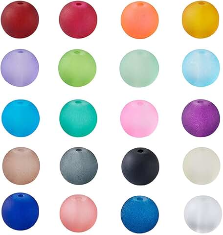 500pcs 10mm Frosted Glass Beads for Jewelry Making in 20 Colors