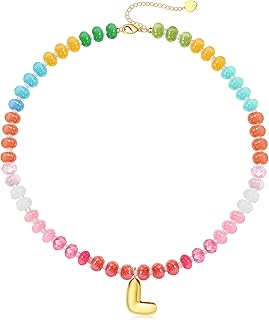 Colorful beaded letter necklaces for women and teens