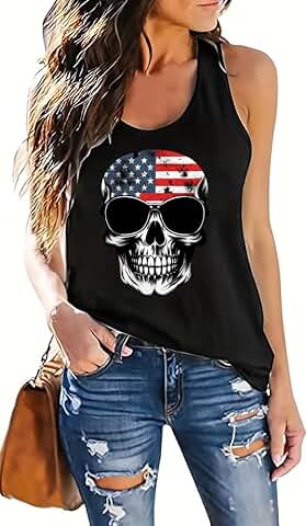 Sleeveless Skull Print Tank Top for Women