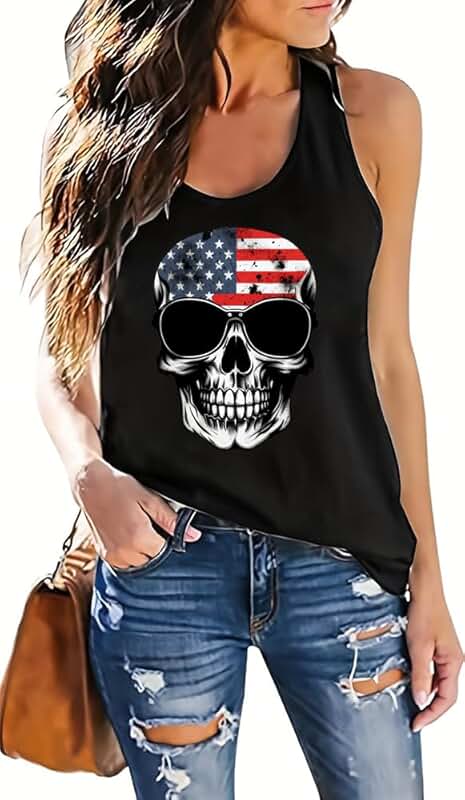 Sleeveless Skull Print Tank Top for Women