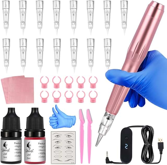 Complete Eyebrow Microblading Tattoo Kit with Needles