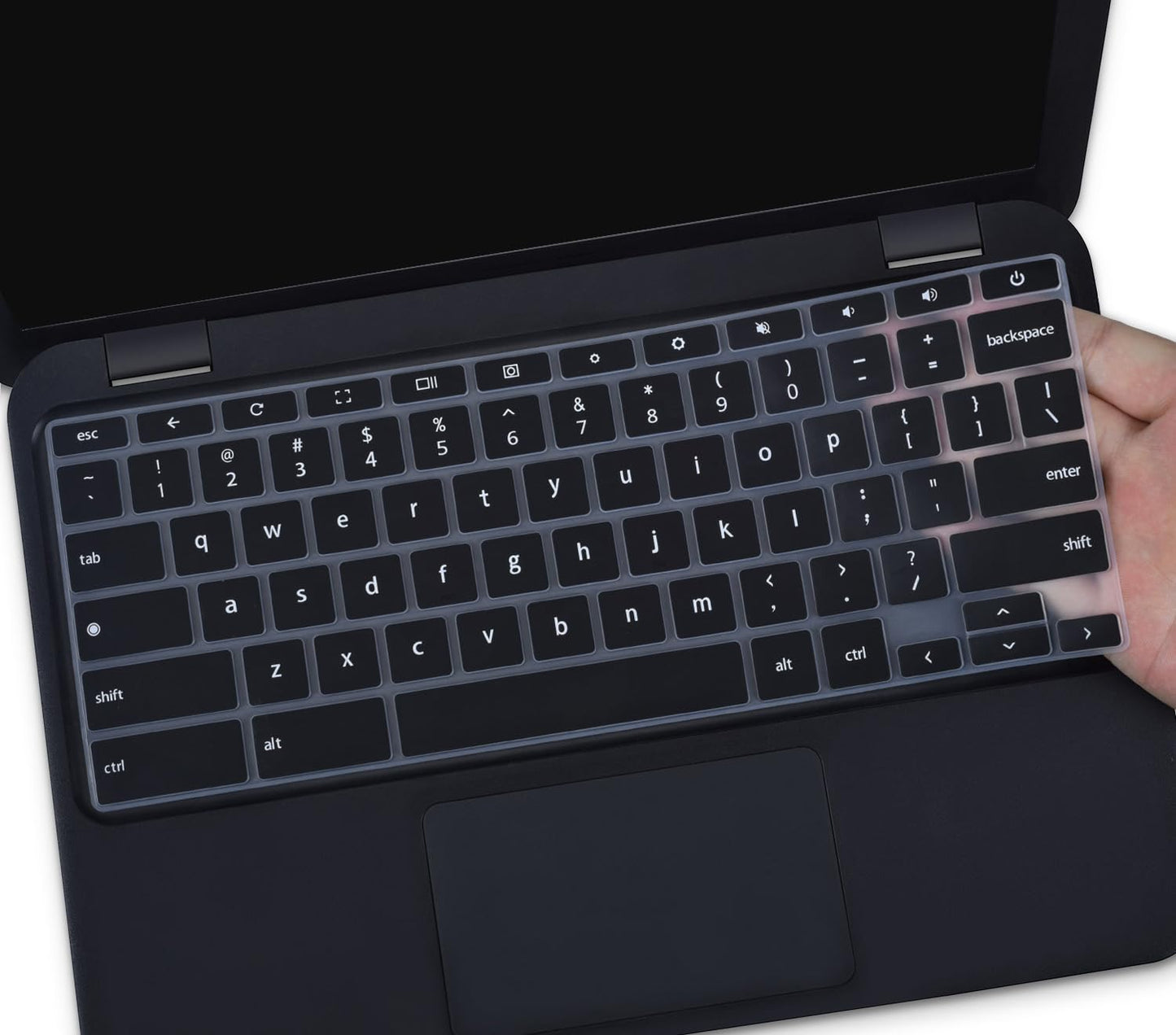 Black keyboard cover for Chromebook and laptop models
