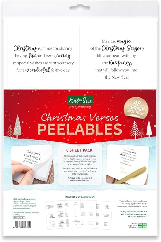 Christmas Verses Peelable Stickers for Card Making